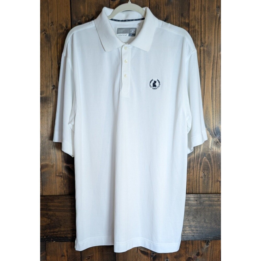 Cutter & Buck Mens XL Golf Polo Shirt White Lost Tree Club DryTec